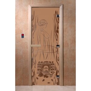 Дверь "Волшебный пар", размер коробки 190 70 см, правая, цвет матовая бронза
