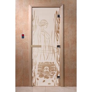 Дверь "Волшебный пар", размер коробки 190 70 см, правая, цвет сатин