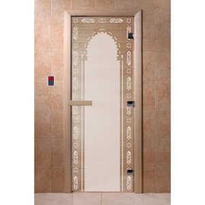 Дверь "Восточная арка", размер коробки 190 70 см, левая, цвет сатин