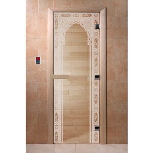 Дверь "Восточная арка", размер коробки 190 70 см, правая, цвет прозрачный