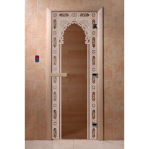 Дверь "Восточная арка", размер коробки 200 80 см, левая, цвет бронза