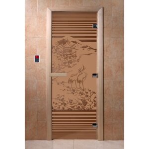 Дверь "Япония", размер коробки 190 70 см, правая, цвет матовая бронза
