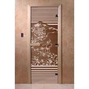 Дверь "Япония", размер коробки 200 80 см, левая, цвет бронза