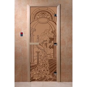 Дверь "Жар-птица", размер коробки 190 70 см, правая, цвет матовая бронза