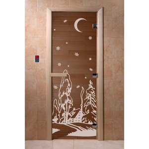 Дверь "Зима", размер коробки 190 70 см, левая, цвет бронза