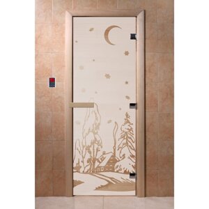 Дверь "Зима", размер коробки 190 70 см, левая, цвет сатин