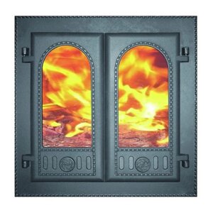 Дверка каминная топочная "Горница" ДК-6С, 50х50х10,2 см, со стеклом, 2 термошнура