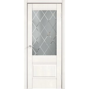 Дверное полотно "Alto" 2V Белый Эмалит, стекло РОМБ светлый 2000х600