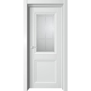Дверное полотно "Atom", 7002000 мм, остеклённое, сатин, цвет белый бархат