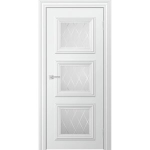 Дверное полотно "Бионика Miel", 900 2000 мм, стекло сатинат, рис. решетка, цвет снежный