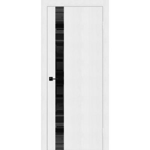 Дверное полотно Dolce, 2000 600 мм, стекло чёрное / фацет, цвет белый