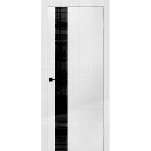 Дверное полотно Gloria, 2000 700 мм, стекло чёрное / фацет, цвет белый глянец