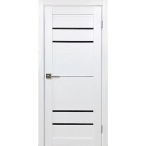 Дверное полотно Х2, 2000 900 мм, цвет белый бланко / чёрное стекло
