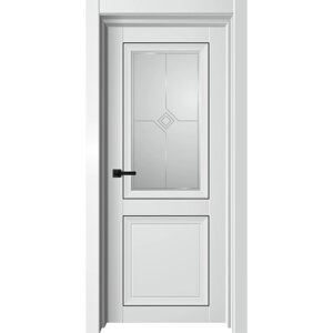 Дверное полотно Next, 800 2000 мм, остеклённое, цвет белый бархат / белый сатин
