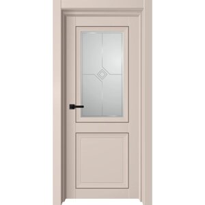 Дверное полотно Next, 800 2000 мм, остеклённое, цвет латте софт / белый сатин