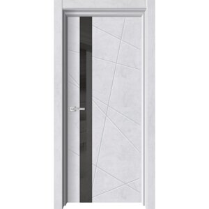 Дверное полотно "Торонто 1", 700 2000 мм, глухое, цвет бетон снежный / лакобель чёрная