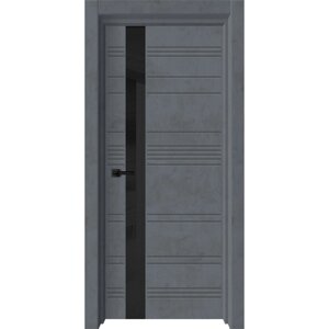 Дверное полотно "Торонто 2", 800 2000 мм, глухое, цвет бетон графит / лакобель чёрная