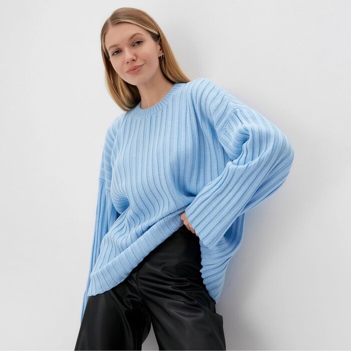 Джемпер вязаный женский MINAKU: Knitwear collection цвет голубой, р-р 42-44 от компании Интернет-гипермаркет «MALL24» - фото 1