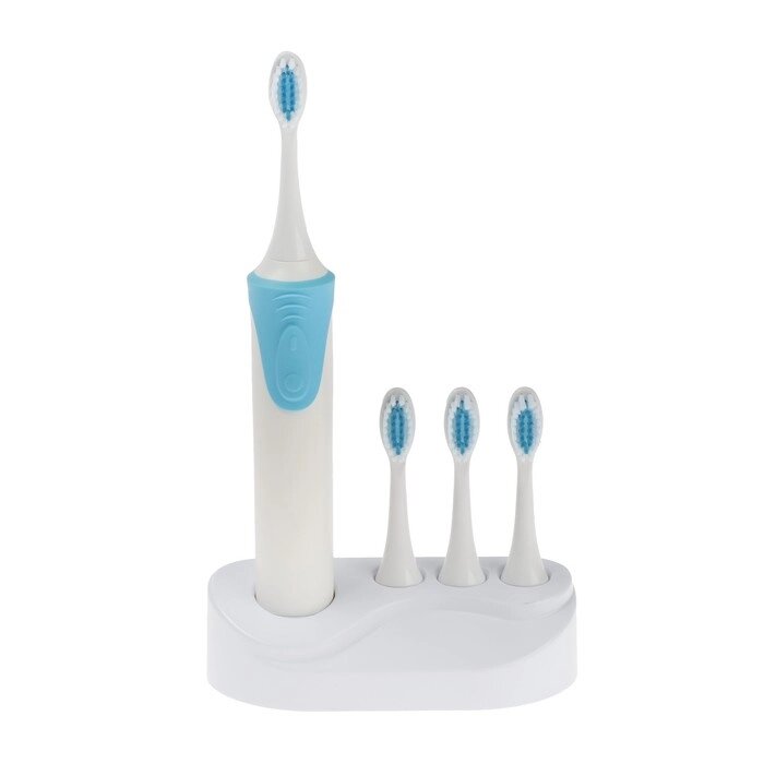 Электрическая зубная щётка Luazon LP-009, вибрационная, 8500 дв/мин, 4 насадки, 2хАА, синяя от компании Интернет-гипермаркет «MALL24» - фото 1