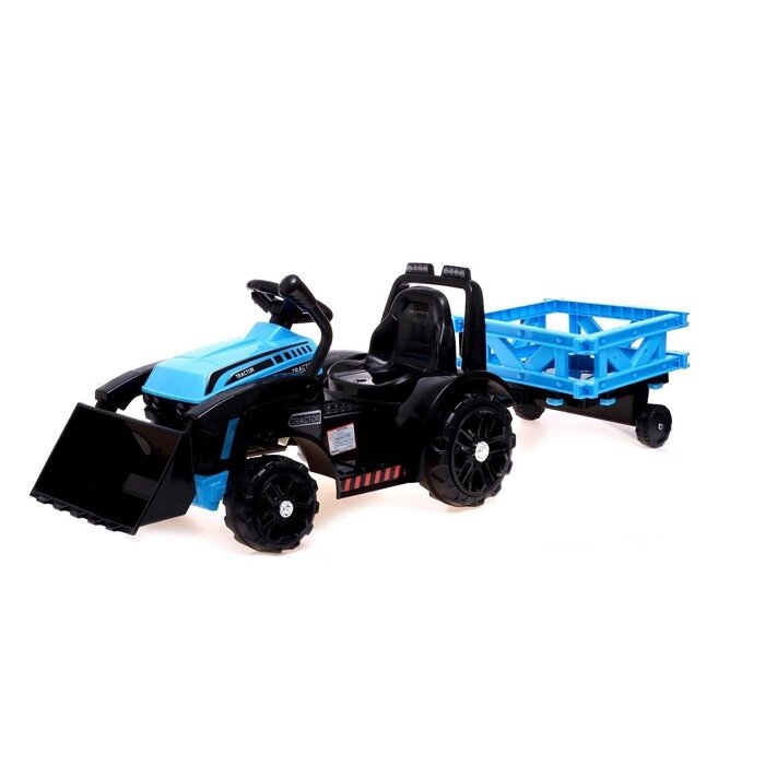 Электромобиль "Трактор", с прицепом, цвет синий от компании Интернет-гипермаркет «MALL24» - фото 1