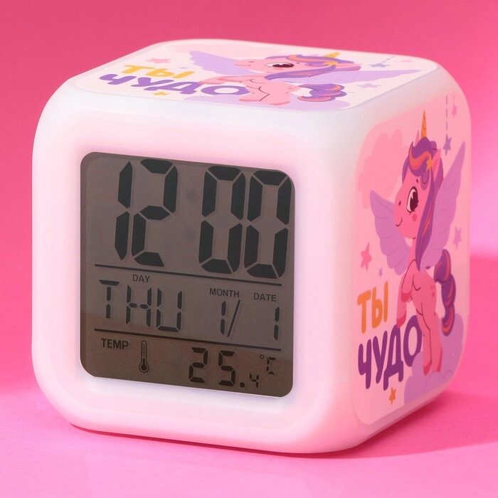 Электронные часы-будильник "Ты чудо", с подсветкой от компании Интернет-гипермаркет «MALL24» - фото 1