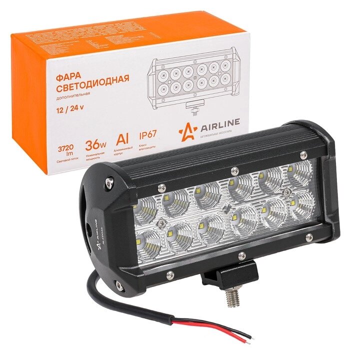 Фара светодиодная двухрядная Airlin, 12 LED, рассеянный свет, 36W, 165х78х65, 12/24V от компании Интернет-гипермаркет «MALL24» - фото 1