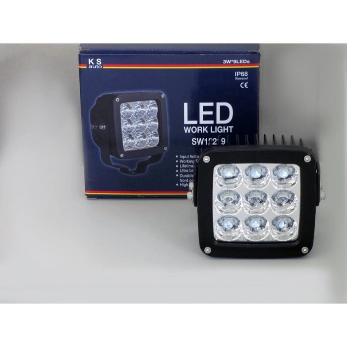 Фара светодиодная OFF ROAD, SW-12219A, 9 диодов (OSRAM LED), 27 Вт, 1800 Lm, направленный свет, алюминиевый корпус, от компании Интернет-гипермаркет «MALL24» - фото 1