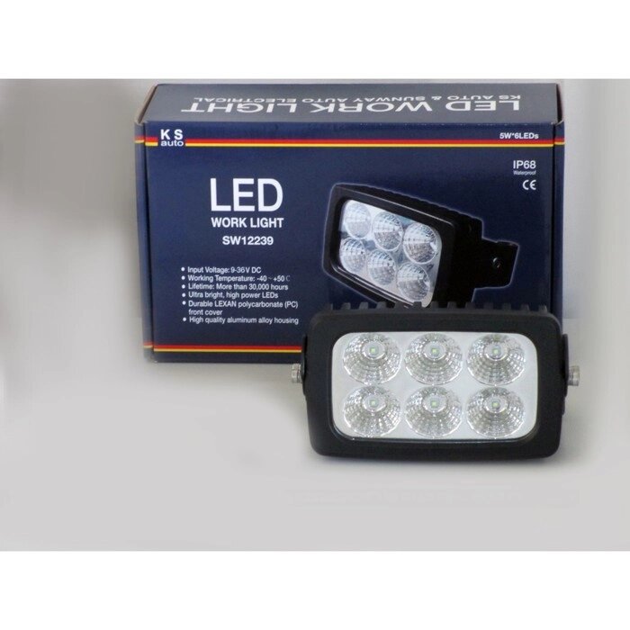 Фара светодиодная OFF ROAD, SW-12239, 6 диодов х5W (OSRAM LED), 30 Вт, рассеиваемый свет, алюминиевый корпус, от компании Интернет-гипермаркет «MALL24» - фото 1