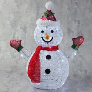 Фигура "Снеговик в шапке и шарфе" 60 см, 60 LED, 220V, БЕЛЫЙ
