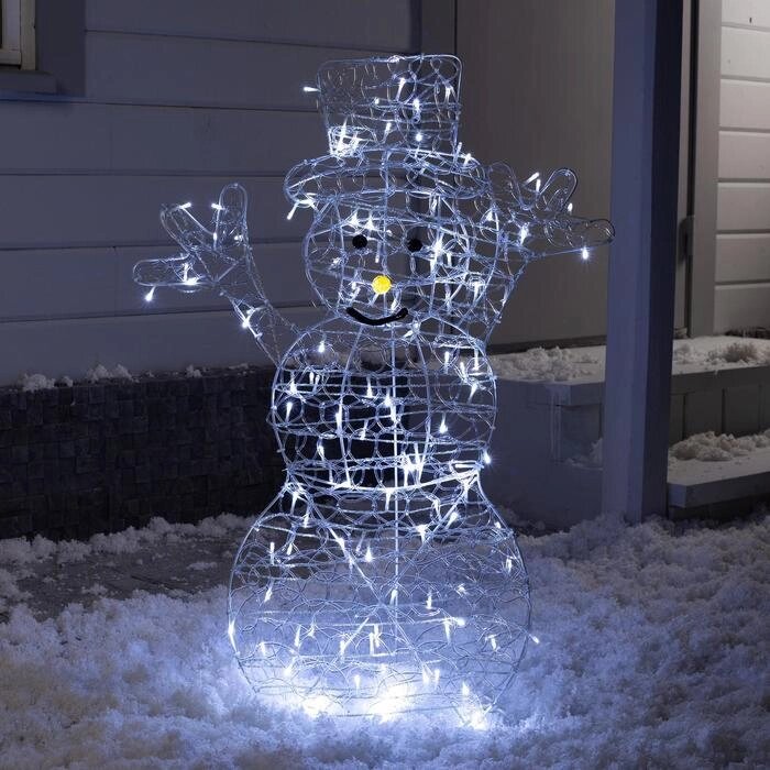 Фигура светодиодная "Радостный снеговик" 90х65 см, 100 LED, 31V, БЕЛЫЙ от компании Интернет-гипермаркет «MALL24» - фото 1