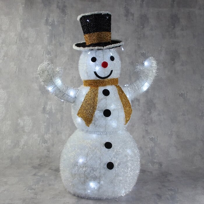Фигура текстиль "Снеговик. Жёлтый шарф", 80 см, 100 LED, 220V, БЕЛЫЙ от компании Интернет-гипермаркет «MALL24» - фото 1