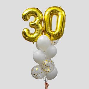 Фонтан из шаров "30 лет", с конфетти, латекс, фольга,14 шт.