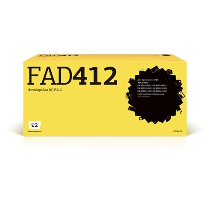 Фотобарабан T2 DC-P412 (KX-FAD412/FAD412/KX FAD412 DRUM) для принтеров Panasonic, черный от компании Интернет-гипермаркет «MALL24» - фото 1