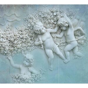 Фотообои флизелиновые 3D Flizetto Ангелы с цветами 300х270