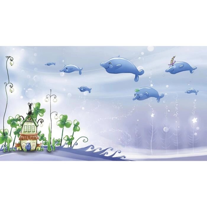Фотообои "Синие дельфины, подводная сказка" 2-А-224 (1 полотно), 270x150 см от компании Интернет-гипермаркет «MALL24» - фото 1