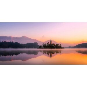 Фотосетка, 320 155 см, с фотопечатью, "Рассвет на озере"
