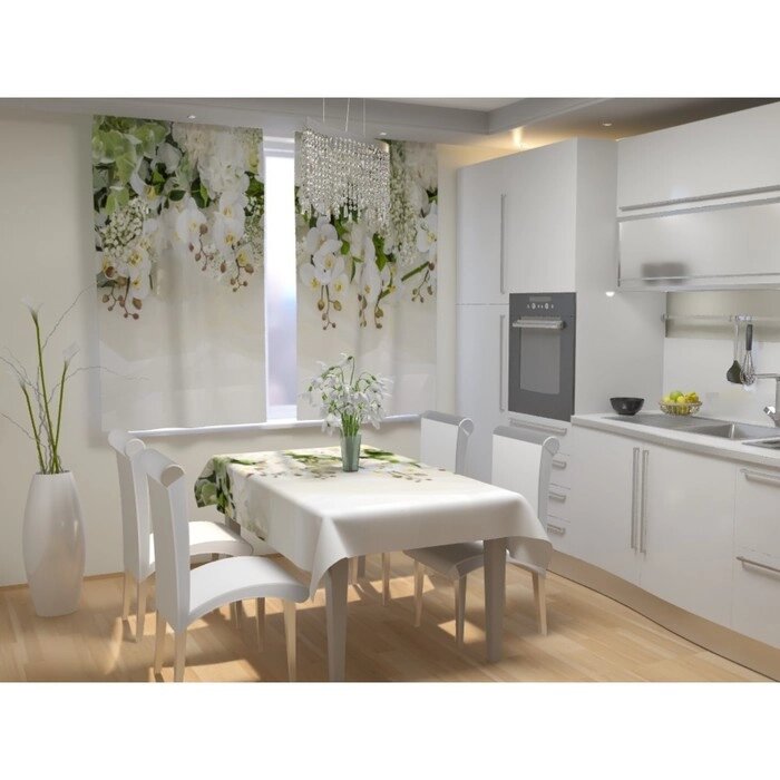 Фотошторы для кухни "Верх из орхидей", размер 150  180 см, габардин от компании Интернет-гипермаркет «MALL24» - фото 1