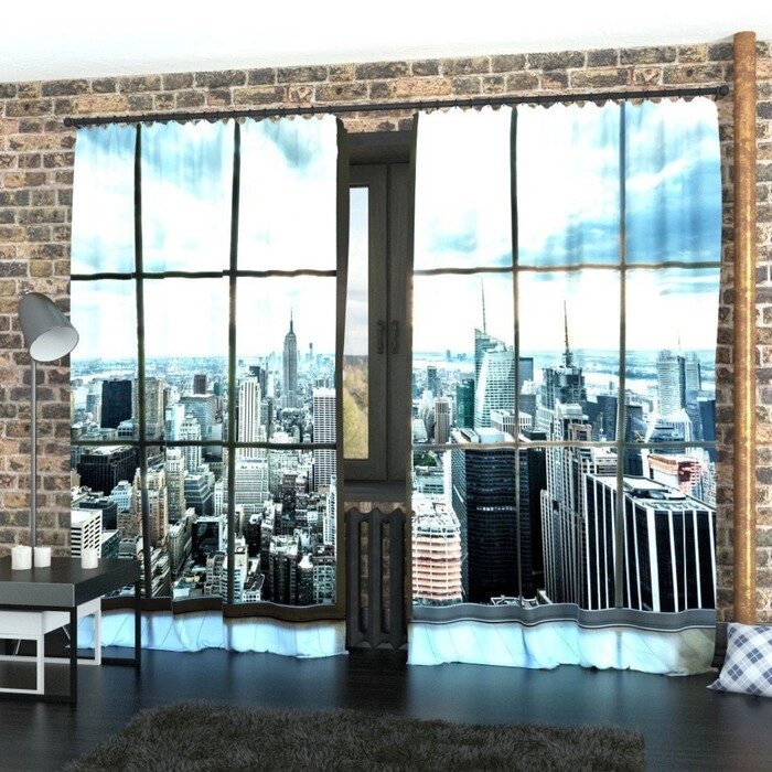 Фотошторы "Окно на Манхеттен", размер 150х260 см-2 шт., габардин от компании Интернет-гипермаркет «MALL24» - фото 1