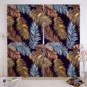 Фотошторы "Разноцветные листья пальмы", размер 150 260 см, габардин
