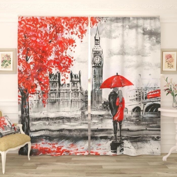 Фотошторы "Романтичный лондон", размер 150  260 см, габардин от компании Интернет-гипермаркет «MALL24» - фото 1