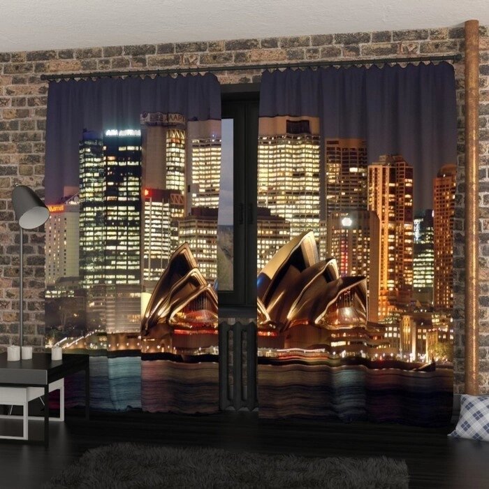Фотошторы "Сиднейский оперный театр ночью", размер 150  260 см, габардин от компании Интернет-гипермаркет «MALL24» - фото 1