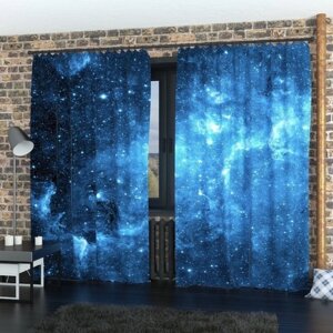 Фотошторы "Синее звёздное небо", размер 150 260 см, габардин