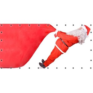 ФС099-Л Фотосетка ART, ФС099-Л, "Дед мороз с мешком подарков"с люверсами, 314х155 см