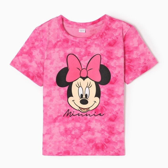Футболка для девочки "Minnie", Минни Маус, "Тай-дай", рост 86-92 см, цвет розовый от компании Интернет-гипермаркет «MALL24» - фото 1