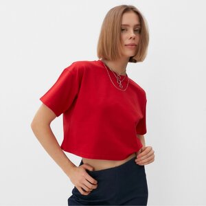 Футболка укороченная женская MINAKU OVERSIZE FIT: цвет фуксия, р-р 42