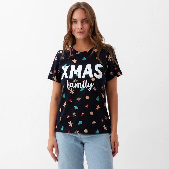 Футболка женская KAFTAN "Xmas family" р. 40-42, черный от компании Интернет-гипермаркет «MALL24» - фото 1