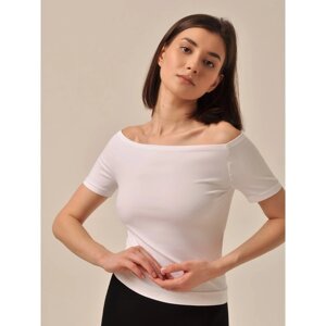 Футболка женская T-Shirt off-shoulder, размер S/M, цвет bianco