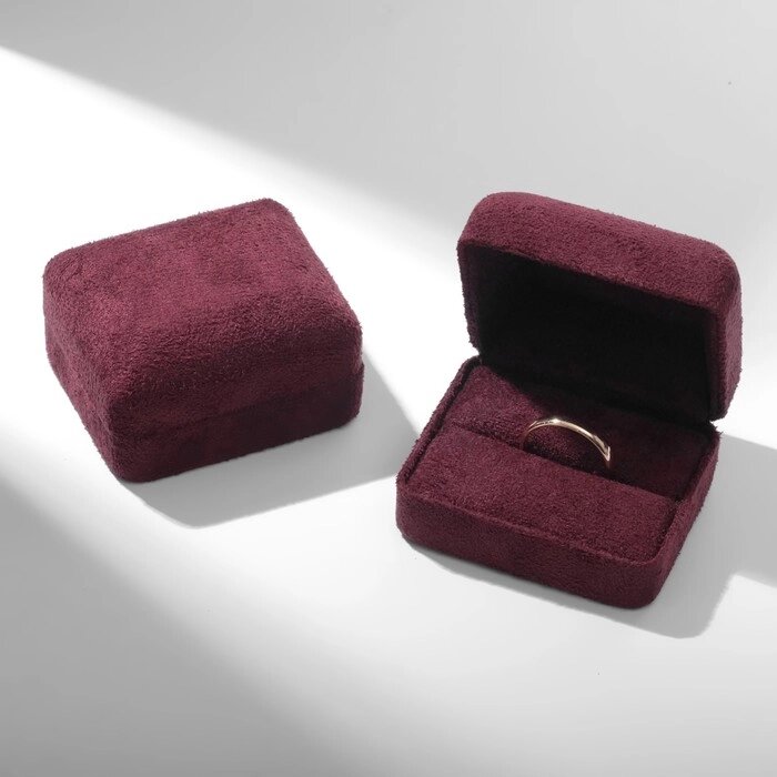 Футляр бархатный под кольцо "Квадро", 6,3х5х3,5, цвет бордовый от компании Интернет-гипермаркет «MALL24» - фото 1