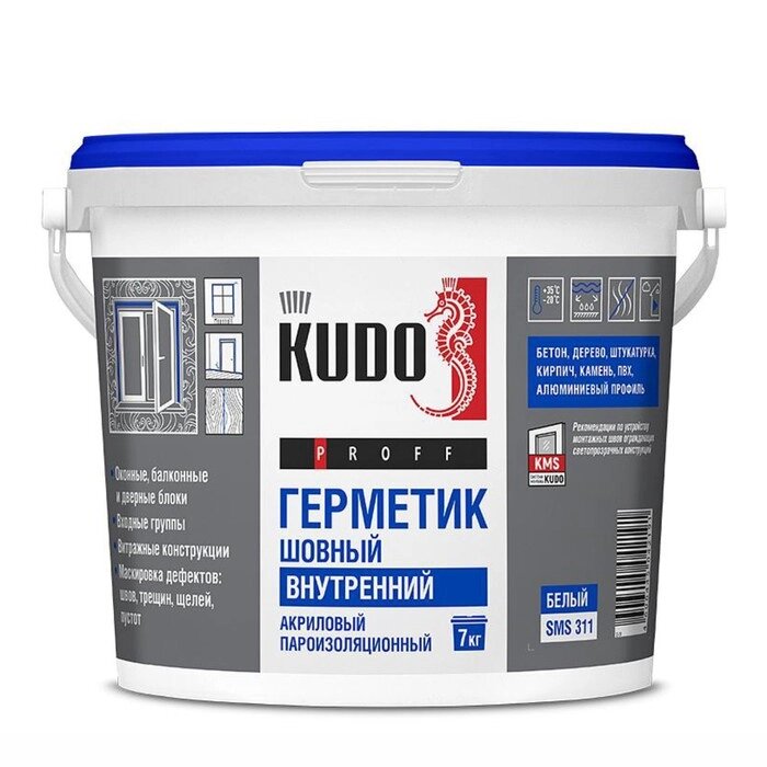 Герметик KUDO PROFF SMS-311, акриловый, шовный, внутренний, пароизоляционный, 7 кг от компании Интернет-гипермаркет «MALL24» - фото 1