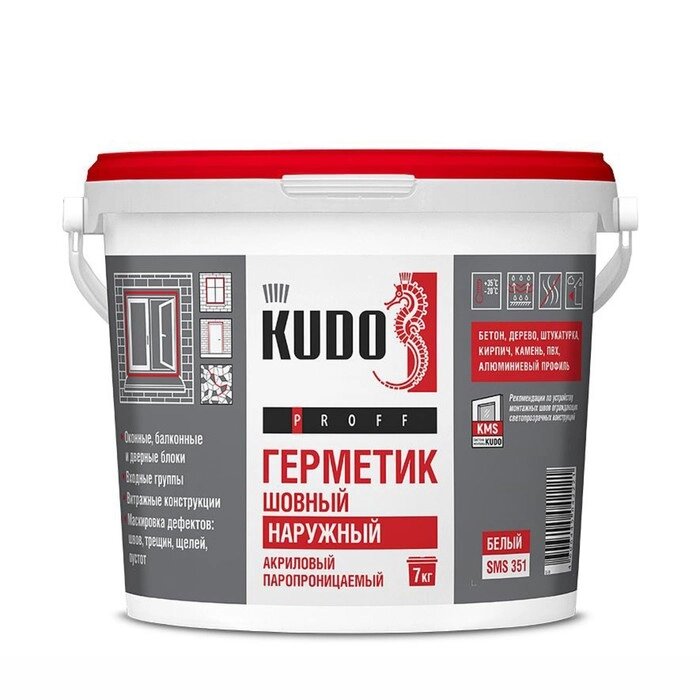 Герметик KUDO PROFF SMS-351, акриловый, шовный, наружный, паропроницаемый, 7 кг от компании Интернет-гипермаркет «MALL24» - фото 1